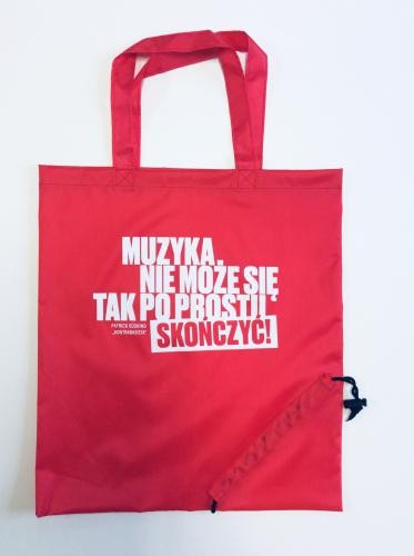 Czerwona poliestrowa składana torba na zakupy Muzyka nie może się tak po prostu skończyć 36x40x40cm