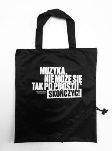 Czarna poliestrowa składana torba na zakupy Muzyka nie może się tak po prostu skończyć 36x40x40cm