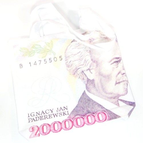 Duża torba bawełniana Paderewski na bogato zapinana na zamek z małą kieszonką 40x42x65cm
