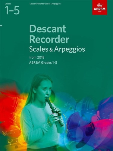 Descant Recorder Scales & Arpeggios, ABRSM Grades 1-5 from 2018 - gamy i pasaże na flet prosty