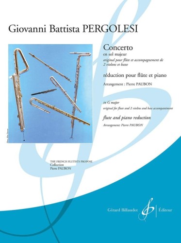 Giovanni Battista Pergolesi: Concerto en sol majeur pour flute et piano - koncert fletowy G-dur - nuty na flet poprzeczny z fortepianem