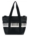 Torba na ramię Pro musica czarna z motywem klawiatury i czarnymi uchwytami dłuższym i krótszym 45x34x20 cm