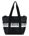 Torba na ramię Pro musica czarna z motywem klawiatury i czarnymi uchwytami dłuższym i krótszym 45x34x20 cm