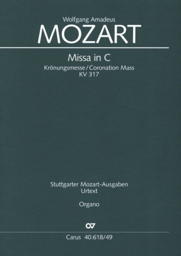 Wolfgang Amadeus Mozart: Mass in C KV 317 - msza koronacyjna - nuty na organy