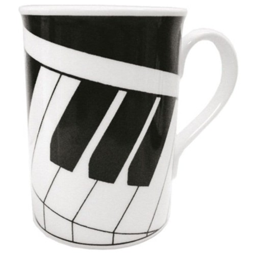 Mug 2D Keyboard - czarno-biały ceramiczny kubek muzyczny z klawiaturą fortepianową 0.25l