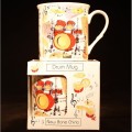 Fine China Mug: Drums - porcelanowy kubek muzyczny 0.25l - perkusja i nuty