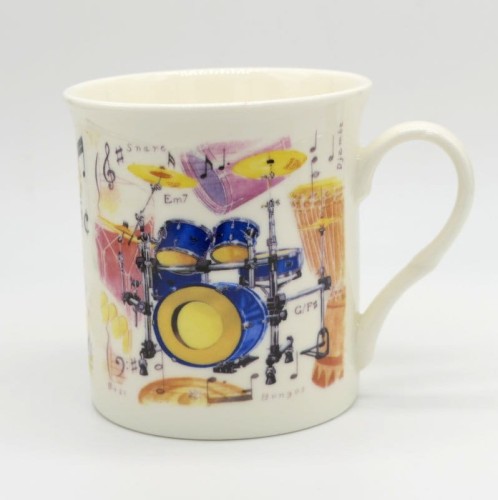Fine China Mug: Drums - porcelanowy kubek muzyczny 0.25l - perkusja i nuty