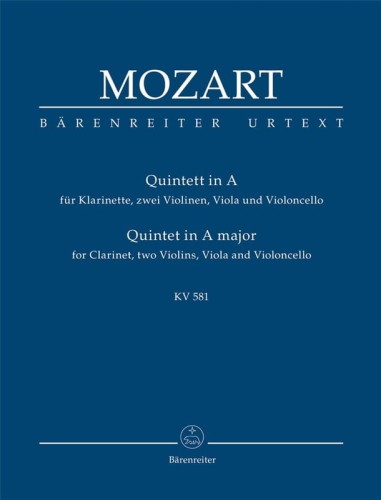 Wolfgang Amadeus Mozart: Quintet in A major for Clarinet, 2 Violins, Viola and Violoncello "Stadler" (KV 581) - Kwintet klarnetowy A-dur - partytura studyjna