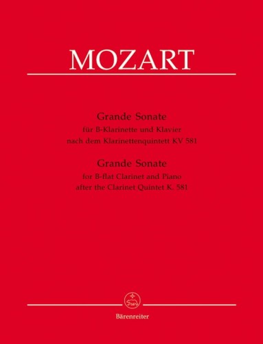 Wolfgang Amadeus Mozart: Grande Sonate for Clarinet and Piano after the Clarinet Quintet KV 581 - nuty na klarnet z fortepianem