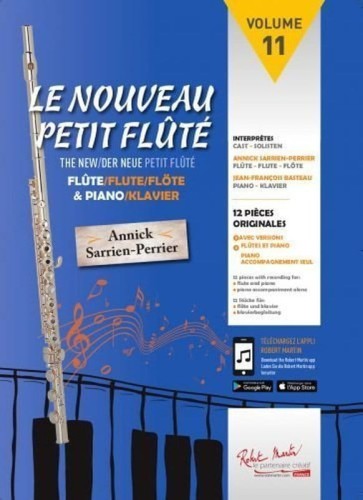 Annick Sarrien Perrier: Le Petit Flute volume 11 - Le Nouveau Petit Flute (+ audio online) - nuty na flet poprzeczny z fortepianem