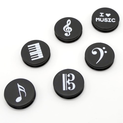 Magnesy muzyczne na lodówkę lub tablicę magnetyczną - zestaw czarno-białych 6 sztuk