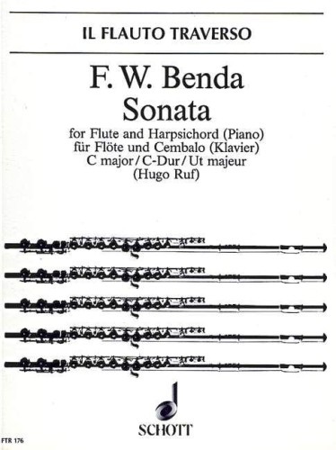 Friedrich Benda: Sonata C major for Flute and Harpsichord - sonata fletowa C-dur - nuty na flet poprzeczny z fortepianem