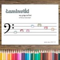 Łaminutki na pięciolinii - rozpoznaję nuty w kluczu basowym - arkusze dla dzieci do wydruku (produkt cyfrowy - plik PDF)