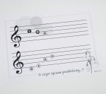 Naklejki nuty literowe - dźwięki diatoniczne - czarne nuty na białym tle - arkusz A5