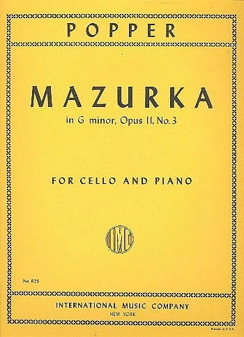David Popper: Mazurca op. 11 No. 3 - mazurek op. 11/3 - nuty na wiolonczelę i fortepian