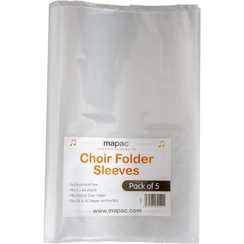 Mapac Choir Folder Sleeves - koszulki 2 x A4 do teczek chóralnych - zestaw 5 folijek na 20 arkuszy nut