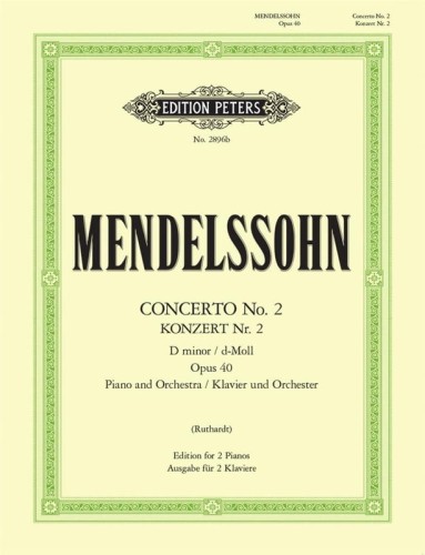 Felix Mendelssohn Bartholdy: Konzert Nr 2 d-moll fur Klavier und Orchester - Piano Concerto D minor - II koncert fortepianowy d-moll op. 40 MWV O11 - nuty na dwa fortepiany