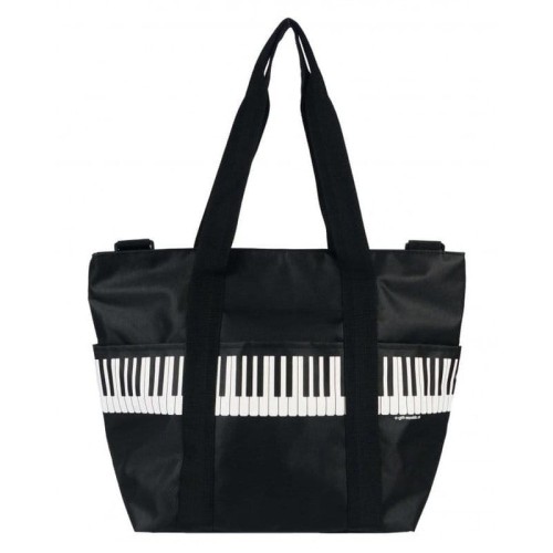 Torba na ramię Pro musica czarna z motywem klawiatury i czarnymi uchwytami dłuższym i krótszym 45x34x20 cm