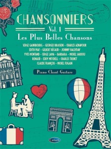 Chansonniers 1 - Les Plus Belles Chansons - antologia piosenki francuskiej - melodia, nuty na fortepian, akordy gitarowe i słowa