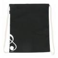 Plecak worek materiałowy czarny, klucz wiolinowy 44x37cm