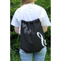 Plecak worek materiałowy czarny, klucz wiolinowy 44x37cm