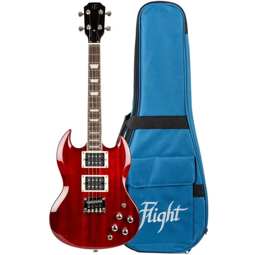 Flight Pioneer Solid Body Cherry Red - ukulele tenorowe elektryczne z pokrowcem