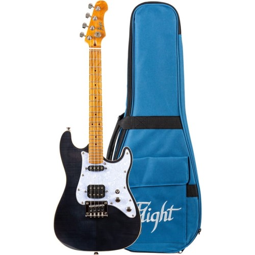 Flight Pathfinder Solid Body Transparent Black - ukulele tenorowe elektryczne z pokrowcem