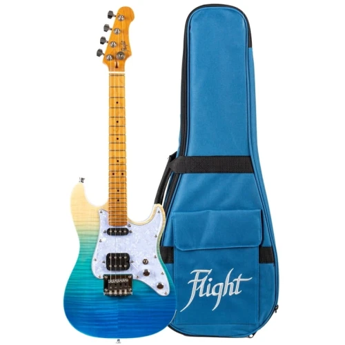 Flight Pathfinder Solid Body Transparent Blue - ukulele tenorowe elektryczne + pokrowiec