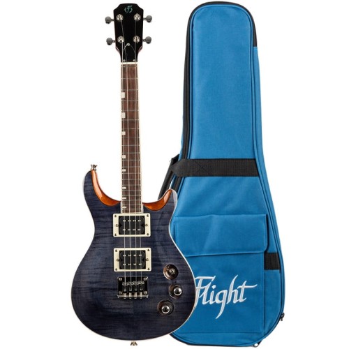 Flight Vanguard Solid Body Transparent Black - elektryczne ukulele tenorowe + pokrowiec