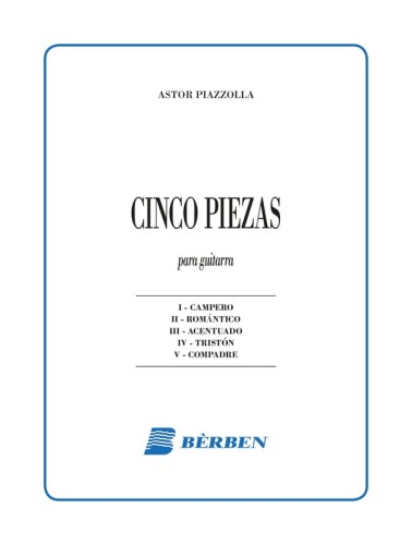 Astor Piazzolla: Cinco piezas para guitarra - Angelo Gilardino - nuty na gitarę klasyczną
