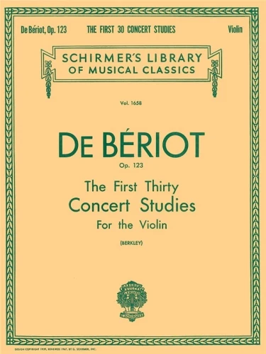 Charles Auguste de Beriot: The First 30 Concert Studies for the Violin op. 123 - etiudy koncertowe - 30 pierwszych - nuty na skrzypce