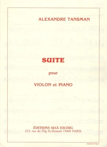 Alexandre Tansman: Suite pour violon et piano - nuty na skrzypce z fortepianem