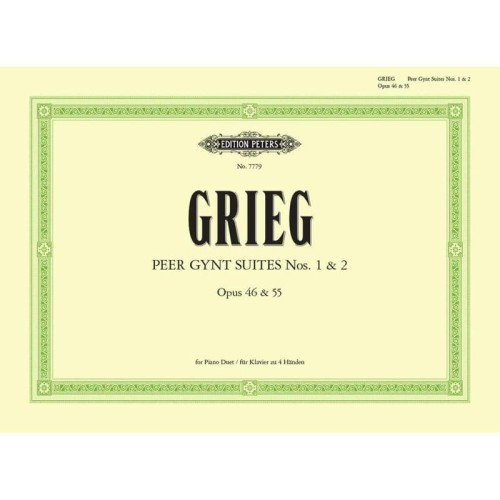 Edvard Grieg: Peer Gynt Suites Nos. 1 & 2 op. 46 & op. 55 for Piano Duet - suity nr 1 i nr 2 - nuty na fortepian na cztery ręce