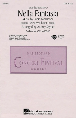 Ennio Morricone: Nella Fantasia (In My Fantasy) for SATB Choir and Piano - Il Divo - nuty na chór mieszany z fortepianem