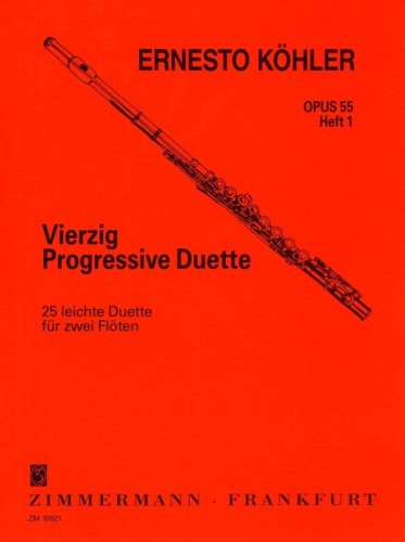 Ernesto Kohler: Vierzig progressive Duette op. 55 Heft 1 - 25 leichte Duette fur Zwei Floten - 25 łatwe etiudy - nuty na duet fletów poprzecznych