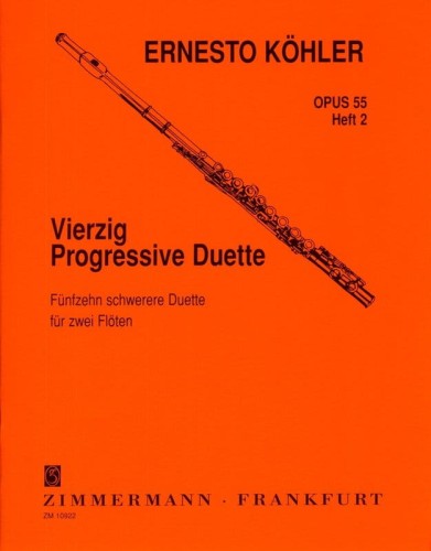 Ernesto Kohler: Vierzig progressive Duette op. 55 Heft 2 - 15 schwerere Duette fur Zwei Floten - 15 trudniejszych etiud - nuty na duet fletów poprzecznych