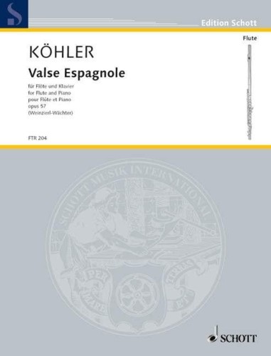 Ernesto Kohler: Valse Espagnole op. 57 fur Flote und Klavier - nuty na flet poprzeczny z fortepianem