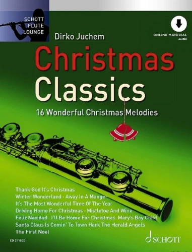 Schott Flute Lounge: Christmas Classics for Flute - Dirko Juchem (+ audio online) - kolędy i piosenki świąteczne na flet poprzeczny z fortepianem