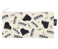 Piórnik materiałowy prostokątny kremowy srebrna klawiatura i fortepian, 24x12.5cm