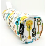Piórnik z materiału okrągły kremowy kolorowa gitara i ukulele 23x8.5cm