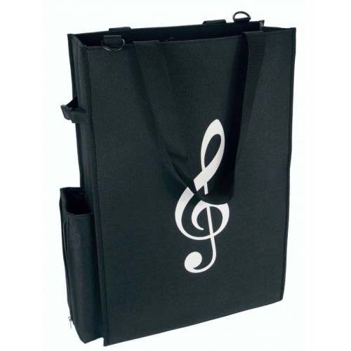 Czarna torba na nuty "Maxi Comfort" z motywem klucza wiolinowego  37x55x14cm
