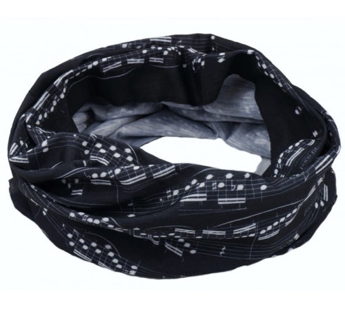Muzyczna bandana jesienna (komin) czarna w białe nuty