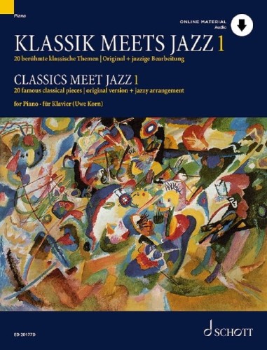 Classics meet Jazz for Piano 1 - 20 famous classical pieces - Uwe Korn (+ audio online) - tematy oryginalne oraz jazzowe aranżacje - nuty fortepian
