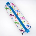 Piórnik z materiału okrągły kolorowe nuty klucz wiolinowy 22x7.5cm zapinany na zamek