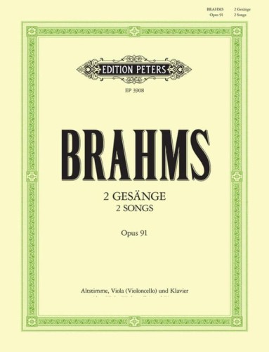 Johannes Brahms: 2 Gesange op. 91 - dwie pieśni - nuty na głos żeński alt, altówkę lub wiolonczelę i fortepian