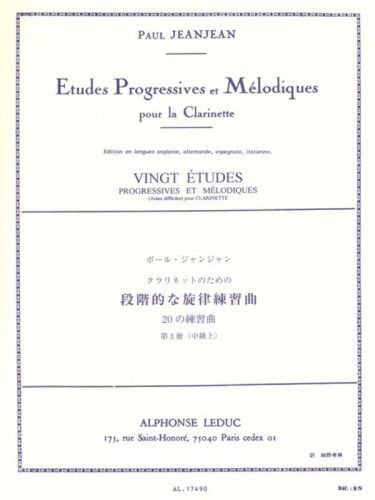 Paul Jeanjean: Etudes Progressives et Melodiques pour la Clarinette 3 - etiudy progresywne i melodyczne - nuty na klarnet