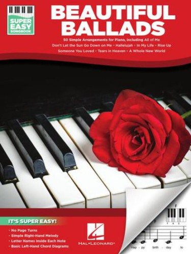 Super Easy Songbook: Beautiful Ballads - popularne ballady - proste nuty literowe na pianino lub keyboard