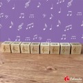 Muzyczne kostki drewniane - dźwięki z bemolami nauka nut