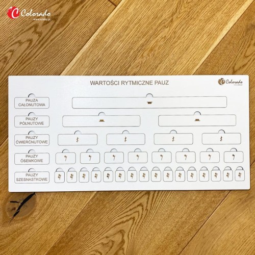 Tablica muzyczna - Wartości rytmiczne pauz - drewniana układanka edukacyjna