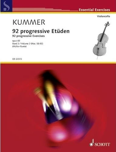 Friedrich August Kummer: 92 progressive Exercises Volume 2 (58-92) - etiudy progresywne op. 60 - nuty na wiolonczelę z akompaniamentem drugiej wiolonczeli